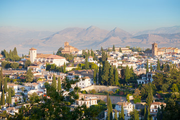 Wall Mural - Granada, view of the Arab quarter early in the morning