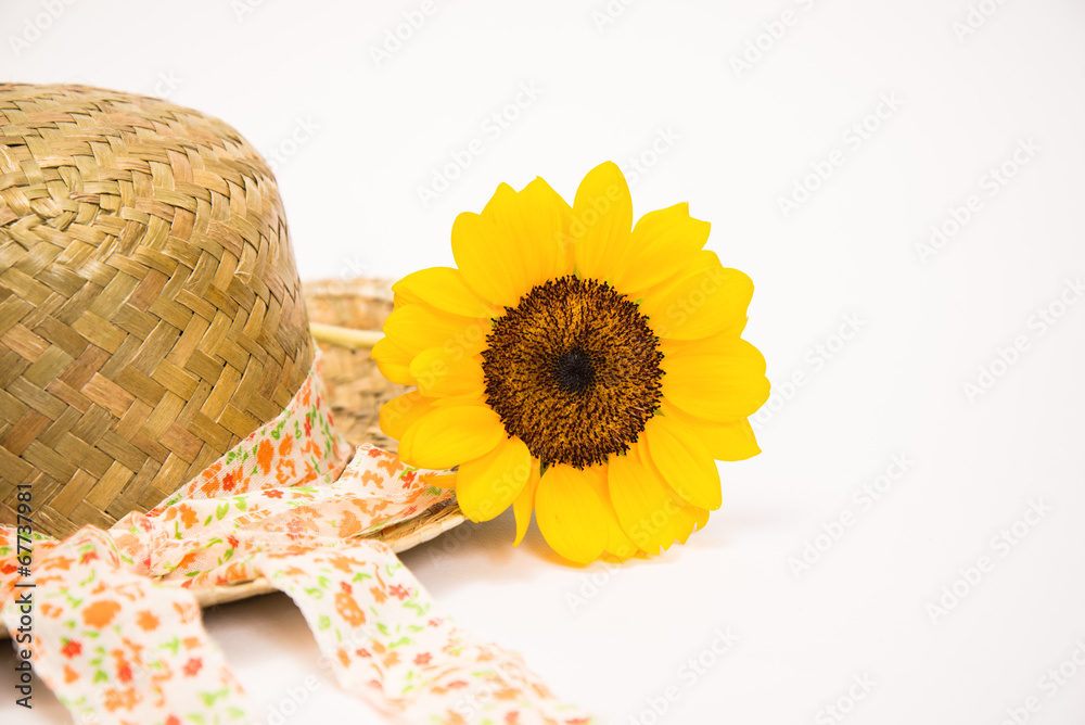 向日葵と麦わら帽子 Stock Photo | Adobe Stock