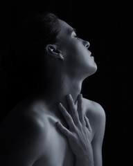 Wall Mural - Body scape of woman neck and hand emotion artistic conversion