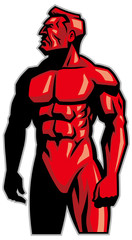 Wall Mural - muscle man mascot standing