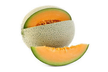 Sticker - sliced melon on white background