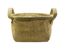 Gunny Basket  With Handle On White Background