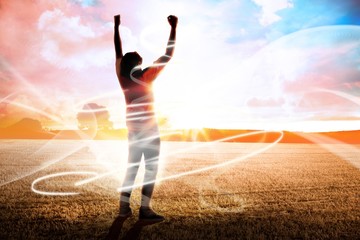 Aufkleber - Composite image of cheering football fan