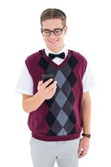 Poster - Geeky hipster sending a text