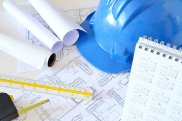 Helmet and tools for construction drawings