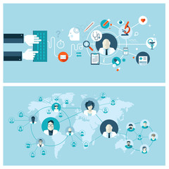 Wall Mural - flat design concepts for online medical services and support