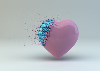 Digitally Broken Heart In Pink