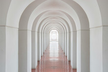 Long Empty Corridor And Doors In To Success