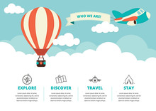 Website Layout With Travel Icons