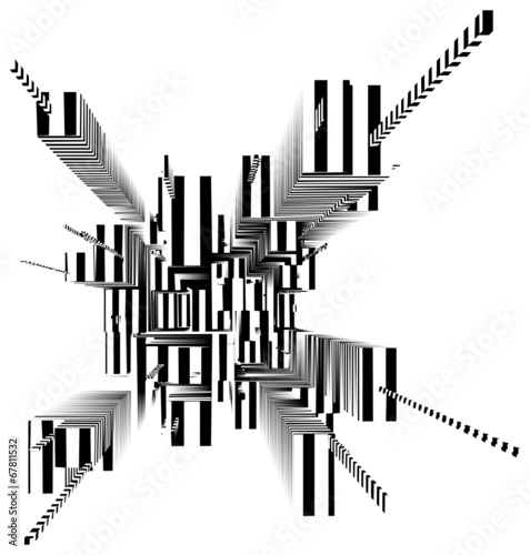 Obraz w ramie Abstract Urban City Of Skyscrapers Stripes Vector