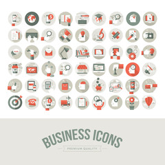 Poster - set of flat design business icons
