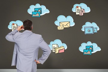 Poster - Composite image of thinking businessman