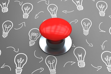 Poster - Composite image of digitally generated red push button