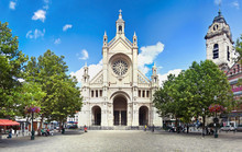 Panoramic View Of Catholic Church In Place Ste. Catherine In Bru