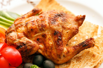 Poster - roasted quail with vegetables