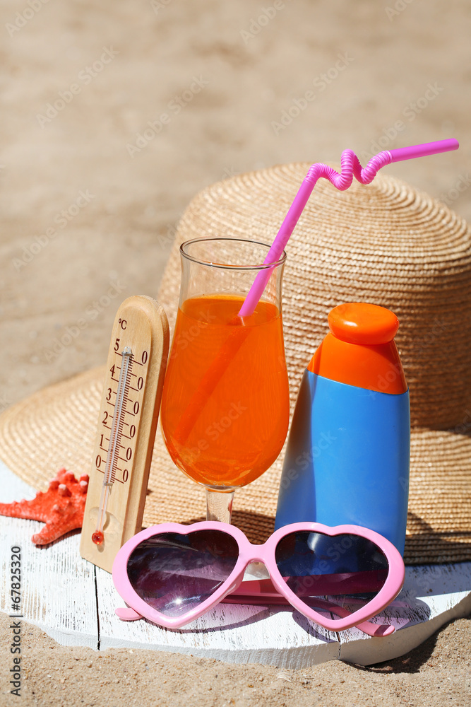 Thermometer in sand close-up