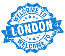 Welcome To London Blue Vintage Isolated Seal