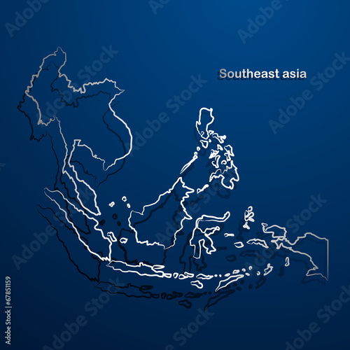Fotomural Southeast asia map hand drawn background vector,illustration