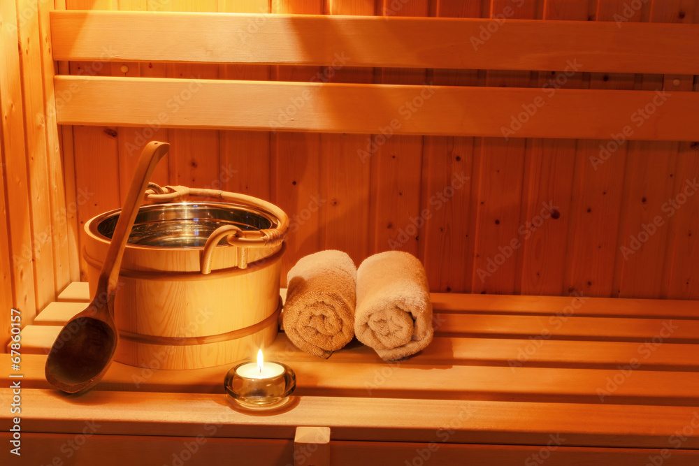Wellness und Spa in der Sauna - obrazy, fototapety, plakaty 