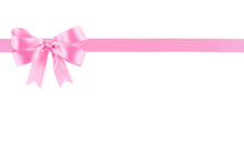 Pink Ribbon With A Bow On White Background