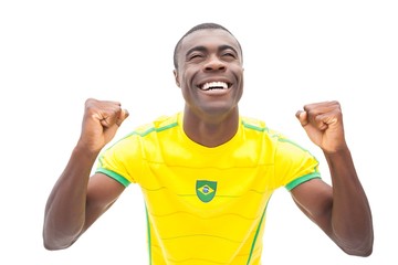 Wall Mural - Happy brazilian football fan cheering