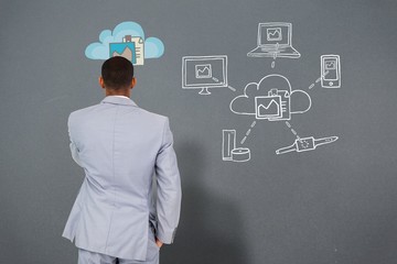 Poster - Composite image of thinking businessman
