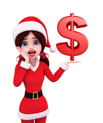 Santa Girl Character with dollar sign