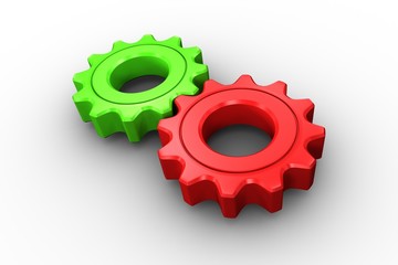 Poster - Red and green cog and wheel
