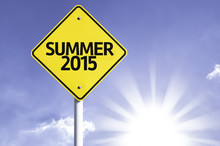 Summer 2015 Road Sign With Sun Background