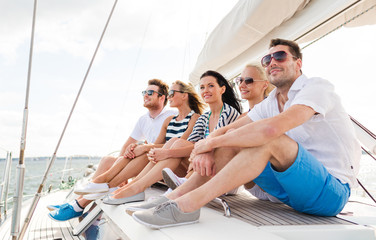 Sticker - smiling friends sitting on yacht deck