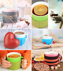 Fototapete - Collage of hot drinks