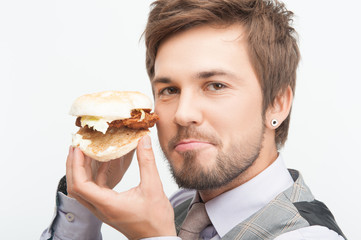 Wall Mural - man having a snack