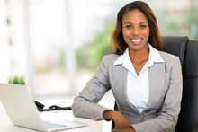 Young Afro American Businesswoman Sitting In Office