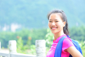 Wall Mural - woman tourist at yangshuo,guilin,china 