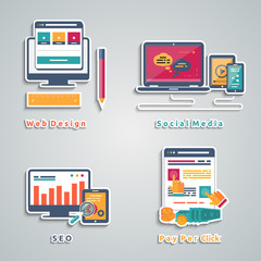 Icons for web design, seo, social media