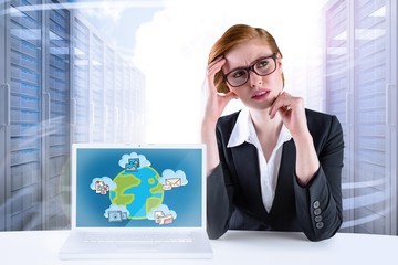 Poster - Composite image of thinking redhead businesswoman
