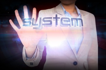 Aufkleber - Businesswoman presenting the word system