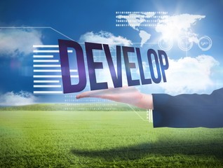 Aufkleber - Businesswomans hand presenting the word develop