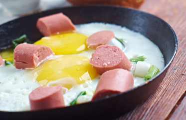 Wall Mural - fried eggs with  sausages