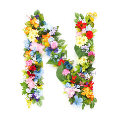 Wall Mural - Letters made of leaves and flowers