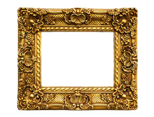 Gold vintage frame isolated on white