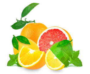 Wall Mural - citrus fruits and mint