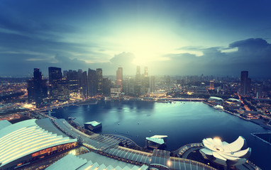 Poster - Singapore city in sunset time