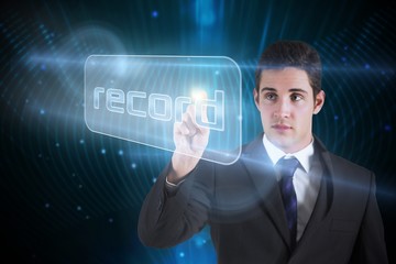 Aufkleber - Businessman pointing to word record