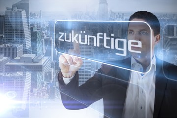 Aufkleber - Businessman presenting the word future in german
