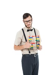 Poster - Geeky hipster holding an abacus