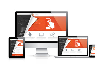 modern web design computer developers coding workspace vector