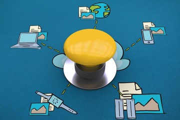 Poster - Composite image of yellow push button