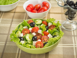 Poster - Greek vegetable salad with feta cheese