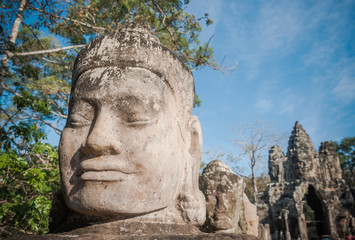 Papier Peint - Head of gate guardian, Angkor, Cambodia